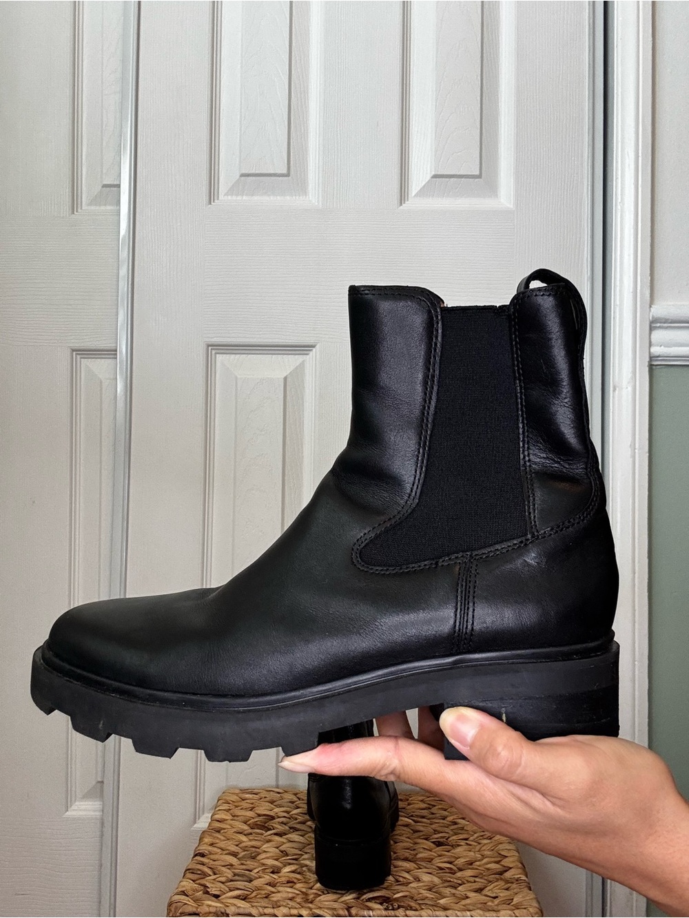 Madewell Black Leather Chelsea Combat Boot